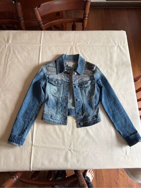 Kiss & Cry Jean Jacket with Embroidered Yoke
